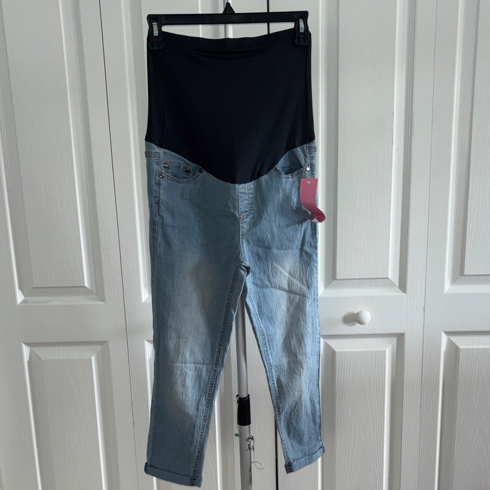 Maternity Light Wash Denim Jeans with Stretch Waistband
